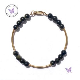 Golden Obsidian Gold Tube Bracelet